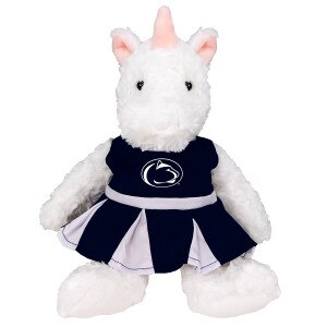plush cuddle buddy unicorn with Penn State Cheer outfit